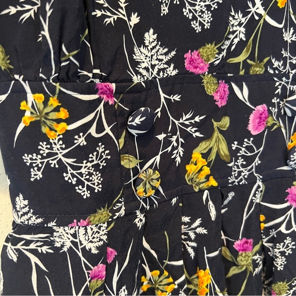 Vintage Karin Stevens Floral Short Sleeve Midi Dress Button Middle Puff Sleeve - Picture 5 of 14